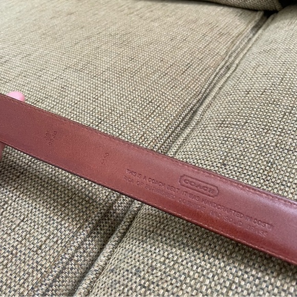 Coach Brown Barnished Cowhide Leather Belt waist 35.5”-39.5” - Picture 6 of 6